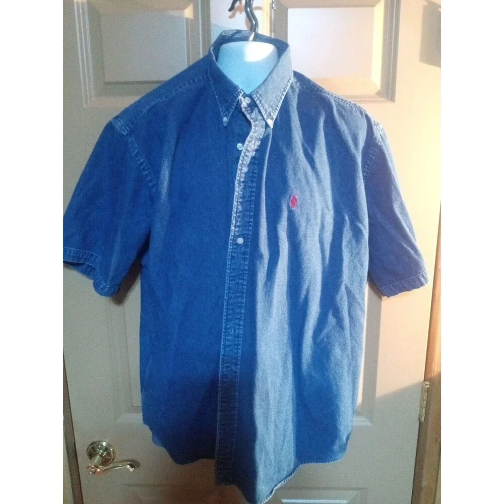 Polo Ralph Lauren Blue Denim Short Sleeve Classic Fit  Button Up Men'XXL